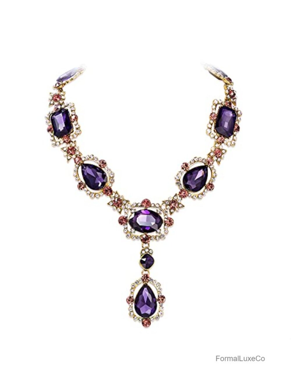 Rhinestone Crystal Bib Statement Chunky Collar Necklace Women Art Deco